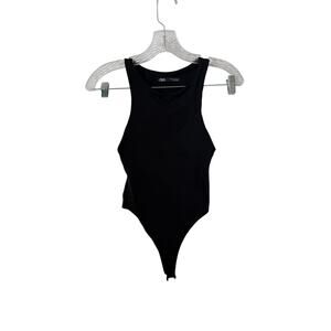 Zara High Neck Black Minimalistic Bodysuit Size Small
